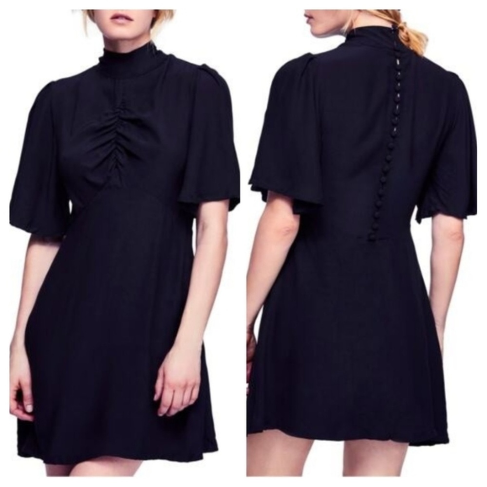 Free People Fit-and-Flare  Black Dress